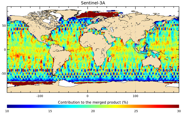 Sentinel-3A improves sea-level observation coverage