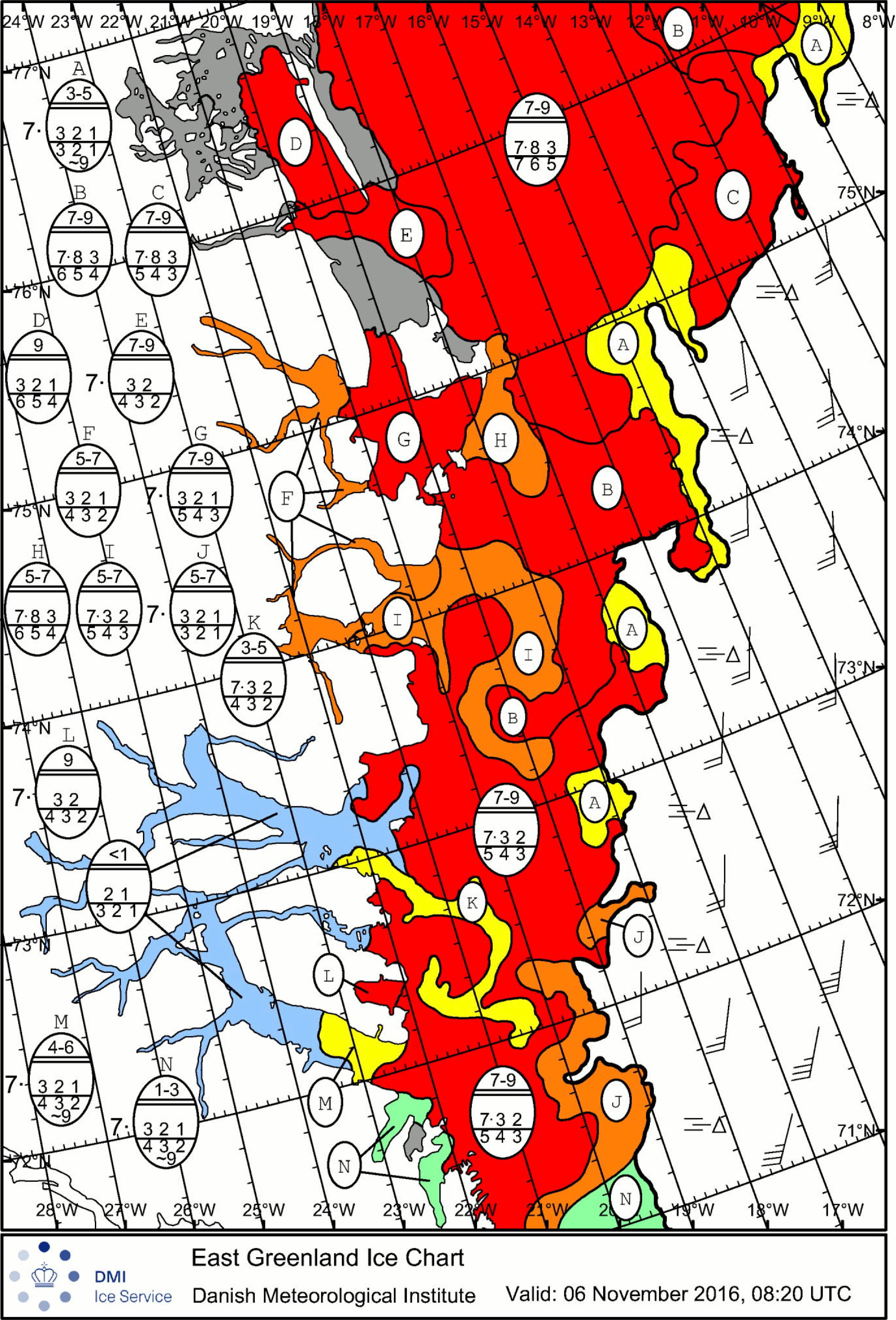 Ice chart of Eastern Greenland Content