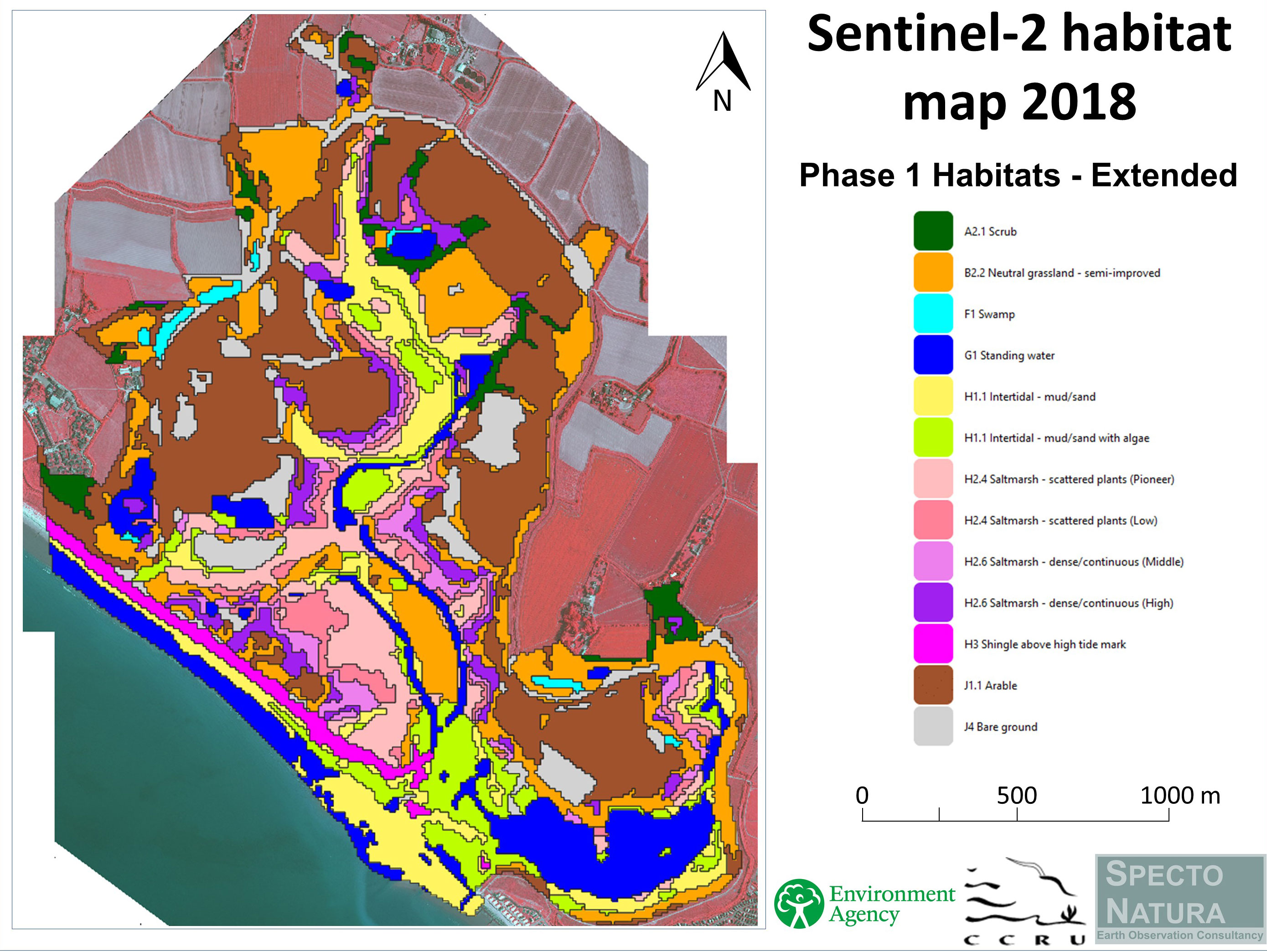 Final 2018 Copernicus Sentinel-2 based habitat map for Medmerry - Sentinel