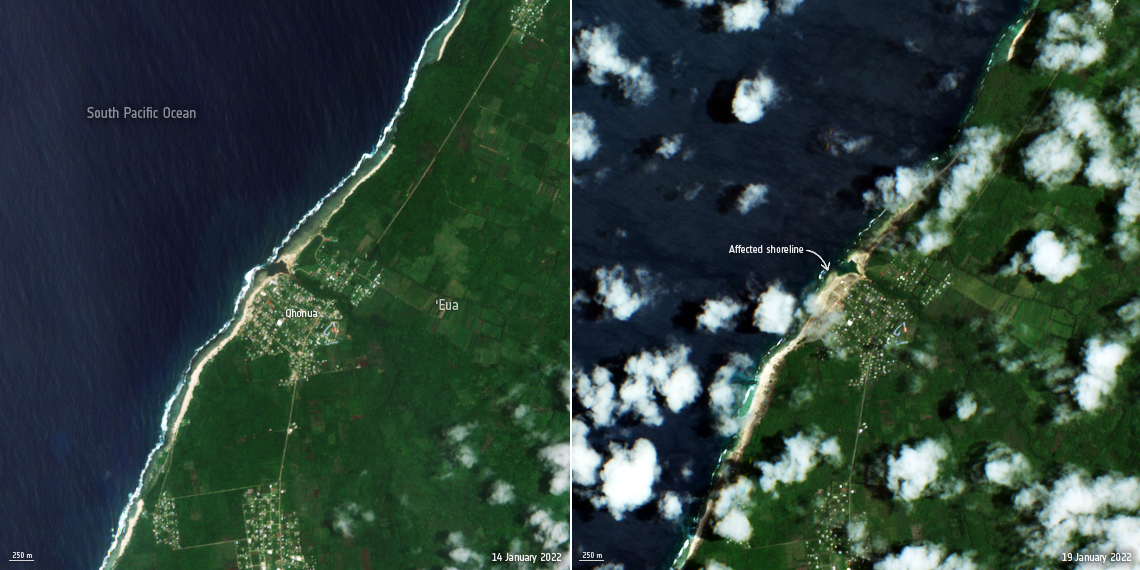 Copernicus Sentinel-2 accelerates emergency response to Tonga volcano crisis
