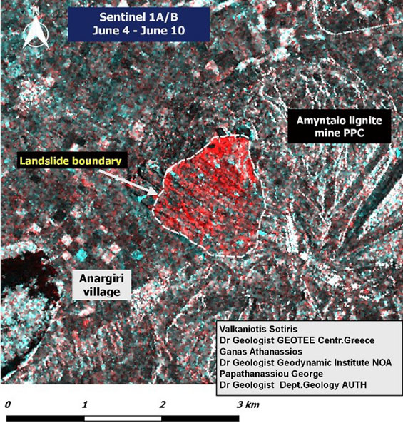 Sentinel satellites observe lignite mine landslide