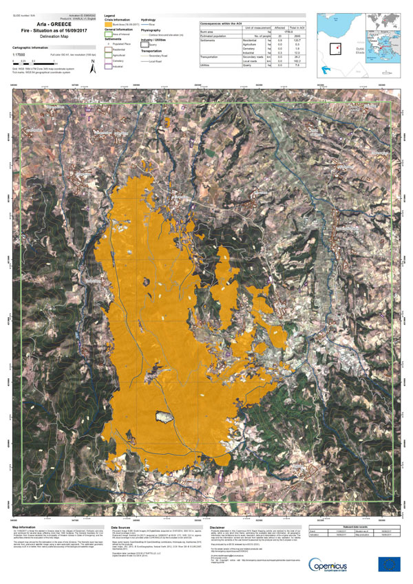 Delineation map of Greece forest fire